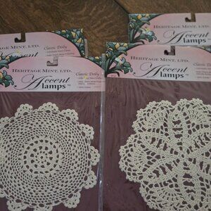 Heritage Mint Classic Accent Lamps Cotton Doilies (4)
